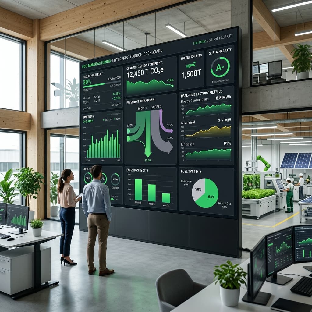 Carbon dashboard and sustainable control room visual composition
