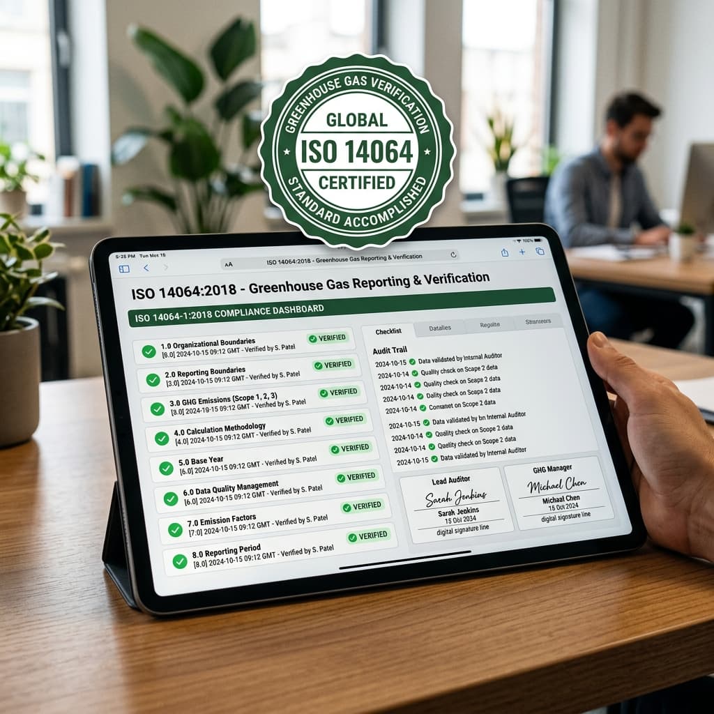 ISO environmental management audit checklists and certification seals